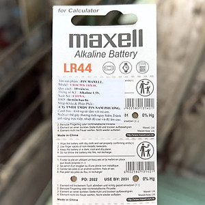 10 Viên Pin Maxell LR44 AG13 L1154 Cúc Áo 1,5V Nhật Bản