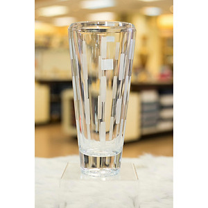 Bình hoa pha lê Tiệp cao cấp BOHEMIA 1285 cao 30.5 cm, hoa văn mài, kiểu dáng sang trọng, hiện đại - Hàng chính hãng