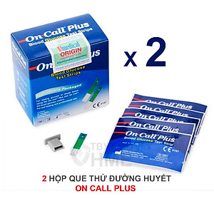 Combo 2 hộp que thử đường huyết On call plus (25 que rời/hộp) và hộp 50 kim tròn, Hàng chuẩn chính hãng, đủ tem niêm phong, nhãn phụ tiếng việt, Dat dài ít nhất 12 tháng