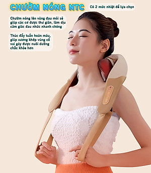 Máy massage cổ vai gáy Nikio NK-139 - Pin sạc, tặng túi xách, nhiệt nóng, động cơ không chổi than êm ái bền bỉ