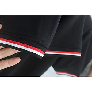 Áo Thun Có Cổ Cá Sấu 4 Chiều Polo Màu Đen Phối Cổ Và Bo Tay 3 Sọc Thời Trang 24h Phom Xuông Đồng Phục Dùng Chung Nam Nữ