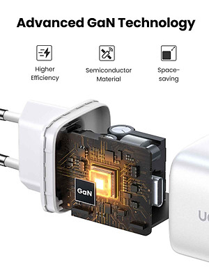 Ugreen UG15327CD294TK 45W 2C GaN chuẩn cắm EU chân tròn Màu Trắng Củ sạc nhanh 2 cổng USB-C - HÀNG CHÍNH HÃNG