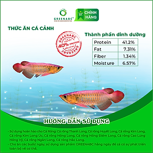 Thức ăn Cá Rồng GREENABC - Arowana Fish – Hàm lượng protein 40% giúp tăng trưởng nhanh, tăng đề kháng, vảy rực rỡ - Hộp 350g
