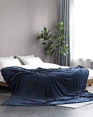 Mền lông cừu Thái Lan cao cấp A kích thước 1m6x2m - Xanh dương đậm