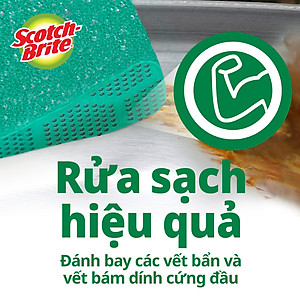 Miếng rửa chén hạt nổi siêu sạch Scotch Brite 3M đa năng, công nghệ độc quyền mới, mút kháng khuẩn ngăn vi trùng, không gây mùi, không bám cặn bẩn, dễ dàng vệ sinh (Màu cam/ Màu xanh lục)