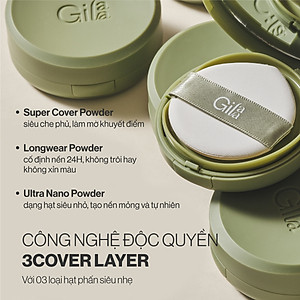 Siêu Phấn Nước Che Phủ GILAA Vegan Super Cover Cushion SPF50+/PA+++ (1 lõi x 15g)
