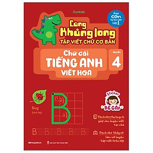 Sách Cùng Khủng Long Tập Viết Chữ Cơ Bản - Chữ Cái Tiếng Anh Viết Hoa - Quyển 4 - Sticker Bé Gái