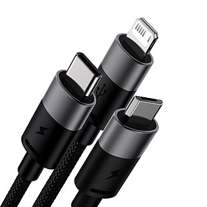 Cáp sạc 3 đầu Baseus StarSpeed 1 for 3 Fast Charging Data Cable USB to M+L+C 3.5A - Hàng chính hãng