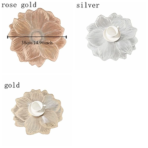 Tấm Lót Bàn Ăn PVC Hình Hoa Sen 38cm – Phong Cách Châu Âu, Sang Trọng, Dễ Vệ Sinh - Thảm Lót Bình Hoa - Thảm Decor - Hàng CHính Hãng MINIIN