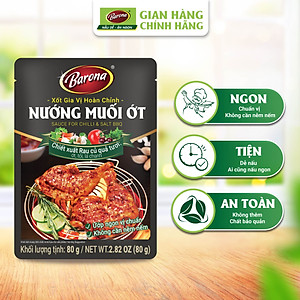 Combo 3 Gói Gia Vị Nướng Muối Ớt Barona 80g ướp ngon chuẩn vị không cần nêm nếm