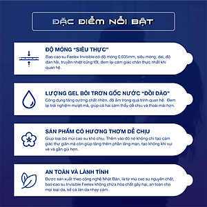 Bao cao su cao cấp OZO Feelex Invisible Cool - Hộp 10 bcs