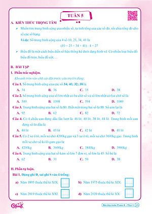 Combo Sách - Bài tập tuần Toán 4 tập 1 + 2