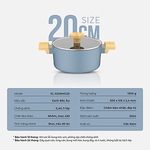 Nồi chống dính vân gỗ Elmich Nature EL-5206MG