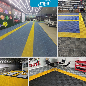 [COMBO 11] Thảm nhựa lót sàn gara ô tô MHI - Cao 2.5 cm / trung tâm chăm sóc xe ô tô, khu vực rửa xe ô tô