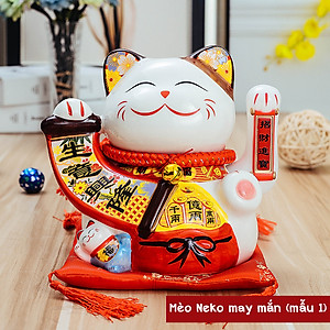 Tượng Mèo Thần Tài Ngũ Phúc Lâm Môn Vẫy Tay Chiêu Tài Lộc Bằng Gốm Sứ - MẪU & MÀU GIAO NGẪU NHIÊN