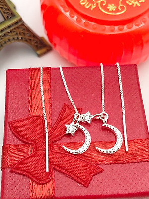  Hoa Tai Bạc Hiểu Minh HT291 Trăng Sao Mảnh Mai 