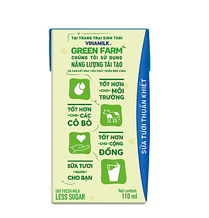 Thùng 48 hộp Sữa Tươi Tiệt Trùng Vinamilk Green Farm rất ít đường 110ml