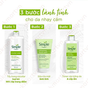 Combo Simple Làm Sạch Nước Tẩy Trang + Nước Hoa Hồng