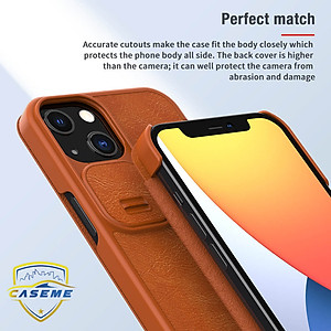 Bao da dành cho iPhone 13 hàng chính hãng Nillkin QIN có nắp trượt bảo vệ camera