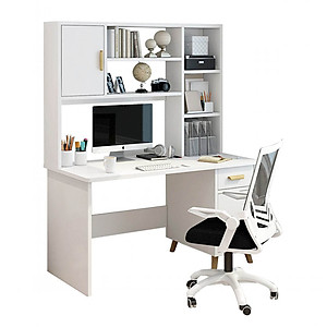 Bàn Học Bằng Gỗ MDF Liền Giá Sách SMLIFE Doron