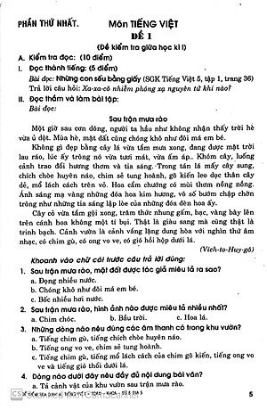 Sách Đề Kiểm Tra Định Kỳ Tiếng Việt - Toán - Khoa Học - Lịch Sử - Địa Lí Lớp 5