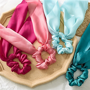 Dây buộc tóc Scrunchies lụa dáng dài dễ thương HD86