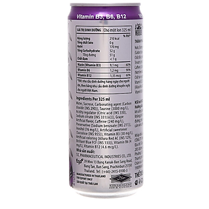 Thùng 24 Lon Nước Tăng Lực Có Gas Warrior Vị Nho 320ml