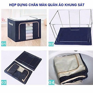 Túi vải đựng đồ quần áo khung thép chịu lực - Hộp đựng thú nhồi bông, sách vở, chăn màn, đồ chơi bằng vải- Tủ vải loại lớn 66L chính hãng LuckyDecor