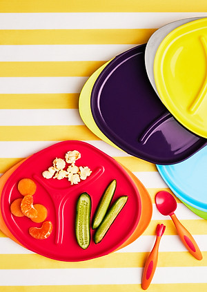 b.box Bộ muỗng nĩa ngộ nghĩnh cho bé tập ăn dặm (kèm hộp đựng) - Cam Hồng