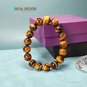 Vòng tay phong thủy đá Mắt Hổ Vàng Nâu/đen size 12 li loại 5A vip, phong thủy mệnh Thổ Kim