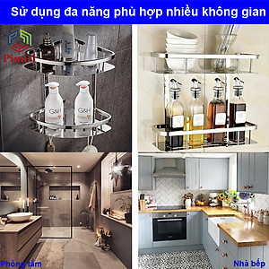 Kệ góc nhà tắm để đồ gắn tường trong phòng vệ sinh không cần khoan Pimisi inox 304 hình tam giác đựng đồ trong phòng tắm hoặc kệ nhà bếp 1 - 2 tầng thông minh dán tường bằng keo siêu chắc hoặc khoan đinh vít | Hàng chính hãng