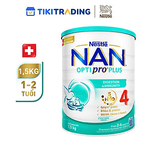 Sữa bột Nestlé NAN OPTIPRO PLUS 4 1500g/lon với 5HMO giúp tiêu hóa tốt + Tăng cường đề kháng (2 - 6 tuổi) - Tặng Đồ chơi toán học cân bằng