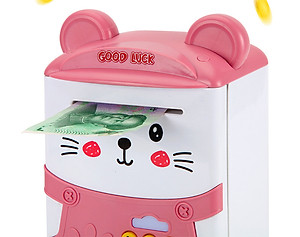 Két sắt mini có chế độ  vân tay hình mèo dễ thương (cho bé tiết kiệm bảo quản tiền của bé)-giao màu ngẫu nhiên-kèm tặng giá đỡ điện thoại lúc sạc