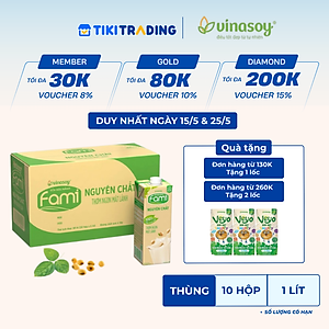 Thùng 10 Hộp Sữa Đậu Nành Vinasoy Fami Nguyên Chất (1 lít / Hộp)
