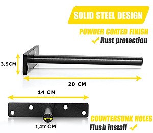 Bộ 2 chốt âm chữ T, bas âm đỡ kệ treo tường bằng thép đặc 20cm kèm phụ kiện vít tắc kê – Hàng chính hãng