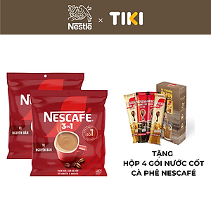 [Tặng Bộ 2 Ly thủy tinh] Combo 2 Bịch Cà phê Hòa tan NESCAFÉ VỊ NGUYÊN BẢN 46 + 3 gói Đậm Thơm Hoàn Hảo