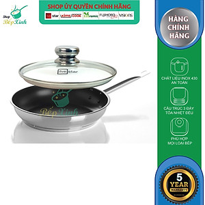 Chảo chống dính và nắp kính Fivestar 30cm tặng 5 muỗng ăn