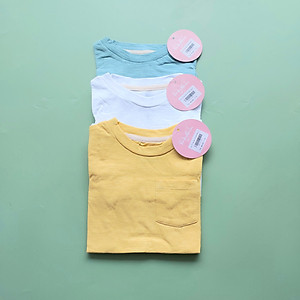 Áo so sinh Ngắn Tay Cổ Tròn Phối Túi Xinh Xắn