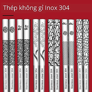 Đũa Vuông Inox 304 Chống Trượt Soika - Hộp 10 Đôi 