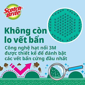 Miếng rửa chén hạt nổi siêu sạch Scotch Brite 3M đa năng, công nghệ độc quyền mới, mút kháng khuẩn ngăn vi trùng, không gây mùi, không bám cặn bẩn, dễ dàng vệ sinh (Màu cam/ Màu xanh lục)