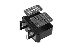 [New] Nồi chiên không dầu 2 ngăn 10L Sunhouse Mama SHD4098 - Chế độ riêng - Tiết kiệm thời gian - Công nghệ Rapid Air - Hàng chính hãng