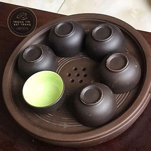 Bộ Ấm Chén Trà Đạo Gốm Tử Sa Bát Tràng Đắp Nổi Hoa Phù Dung Dáng Thủy Bình Dung Tích 400ml (Bộ Ấm Chén) ATSML 02.2