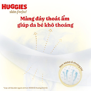Tã quần Huggies Skin Perfect XXL Super Jumbo 48+6 miếng với 2 vùng thấm giảm kích ứng da