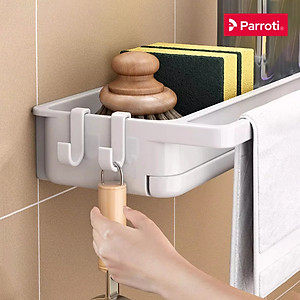 Giỏ đựng đồ rửa chén cao cấp, khay đựng miếng rửa bát, có khay chứa nước - Parroti Tidy - TD31