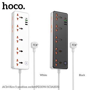 Ổ cắm điện cao cấp đa năng công suất cao 2500W, với 3 cổng USB và 1 cổng Type-c, 5 ổ cắm tiện lợi hỗ trợ sạc nhanh chống cháy, nổ AC14 - Hàng nhập khẩu (màu ngẫu nhiên)