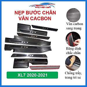 Bộ nẹp bước chân trong ngoài vân Cacbon xe XL7 2020-2021 chống trầy làm đẹp ô tô