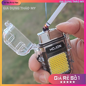 Bật lửa điện độc lạ sạc pin công nghệ điện tử tạo 4 tia plasma chống gió có đèn led chống nước