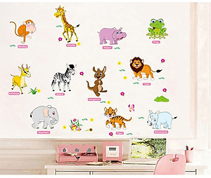 Decal dán tường Vườn thú tiếng anh 2 AmyShop DB074