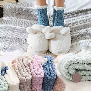 Combo 5 đôi Tất vớ cổ cao nữ chất len bông tất lông cừu siêu dày màu xinh