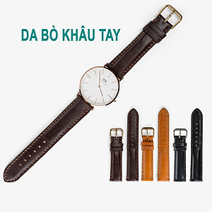 Dây đồng hồ da bò Bụi Leather D101- Da thật khâu tay thủ công cao cấp - Bảo hành 12 tháng
